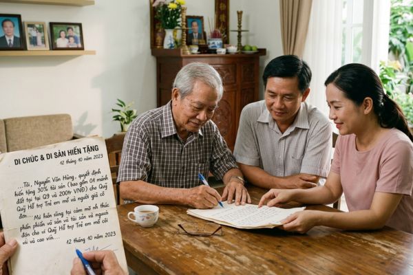 Di chúc của người đã hiến tặng một phần tài sản