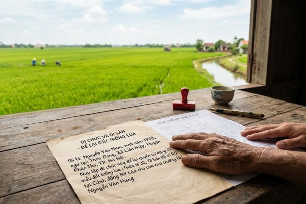 Di chúc để lại đất trồng lúa