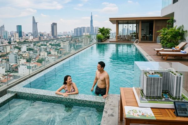 Mua nhà căn hộ có hồ bơi trên tầng thượng