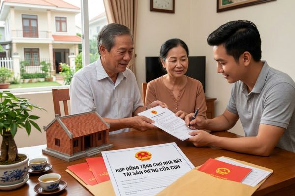 Cho tặng nhà đất cho con nhưng muốn ghi rõ là quà tặng riêng không nhập tài sản chung