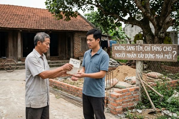 Tặng cho nhà đất nhưng không sang tên: Người nhận có được quyền xây dựng nhà mới?