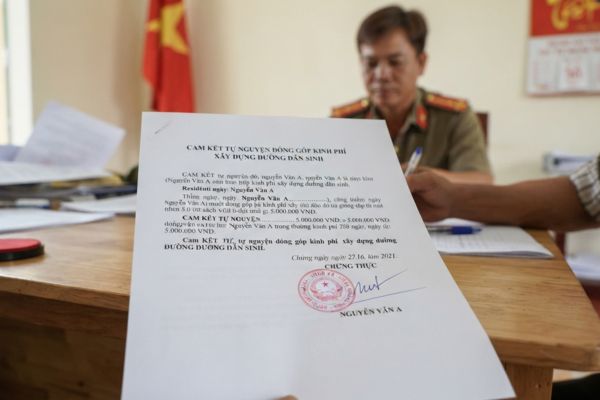 Chứng thực chữ ký trên bản cam kết tự nguyện góp tiền làm đường dân sinh