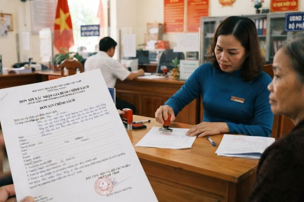 Chứng thực chữ ký trên đơn xin xác nhận gia đình chính sách