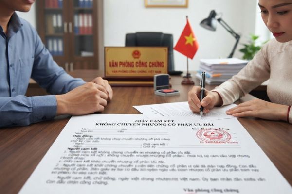 Chứng thực chữ ký trên giấy cam kết không chuyển nhượng cổ phần ưu đãi