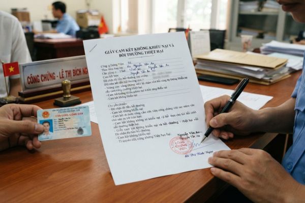 Chứng thực chữ ký trên giấy cam kết không khiếu nại sau khi bồi thường