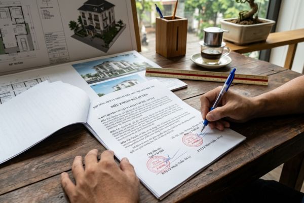 Hợp đồng dịch vụ thiết kế kiến trúc, nội thất biệt thự: Điều khoản bản quyền