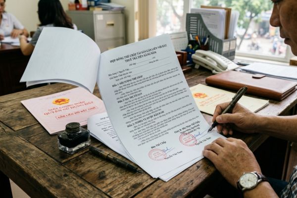 Hợp đồng thế chấp tài sản gắn liền với đất thuê trả tiền hàng năm